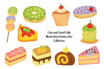Cute Hand Painted Sweet Cake Watercolor