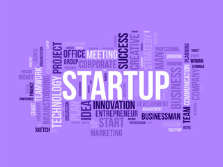 Startup wordcloud template. Business concept vector background.