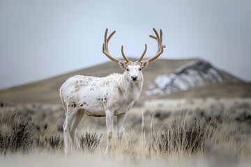 Obraz premium Mule Deer in the Snowy Range of Wyoming in Winter.