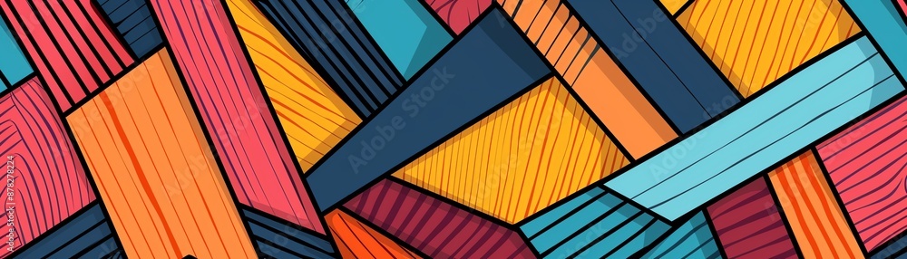 Poster vibrant contemporary pattern with repetitive elements, focus cover all object, deep depth of field, 