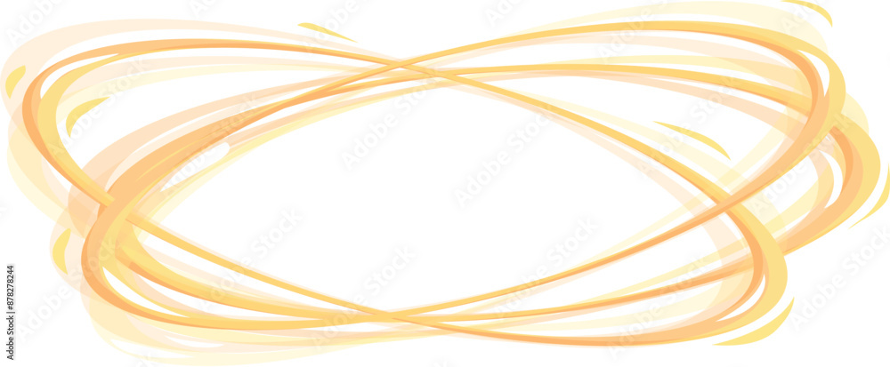 Poster golden lines are swirling and creating an abstract oval shape on a white background