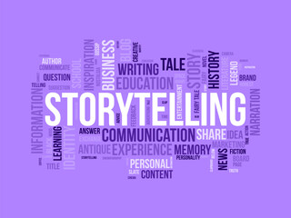 Storytelling wordcloud template. Literature concept vector background.