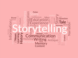 Storytelling wordcloud template. Literature concept vector background.