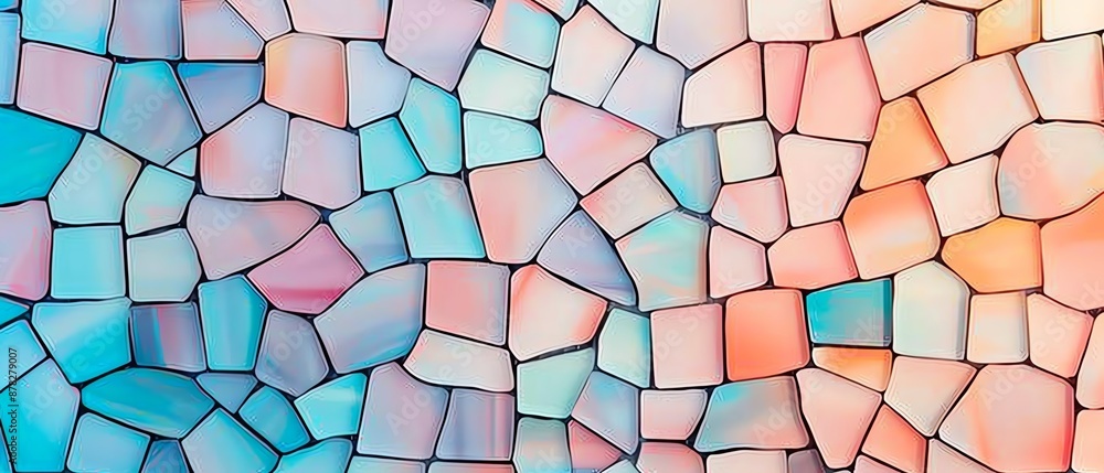 Poster abstract pastel mosaic pattern on a smooth background, focus cover all object, deep depth of field, 