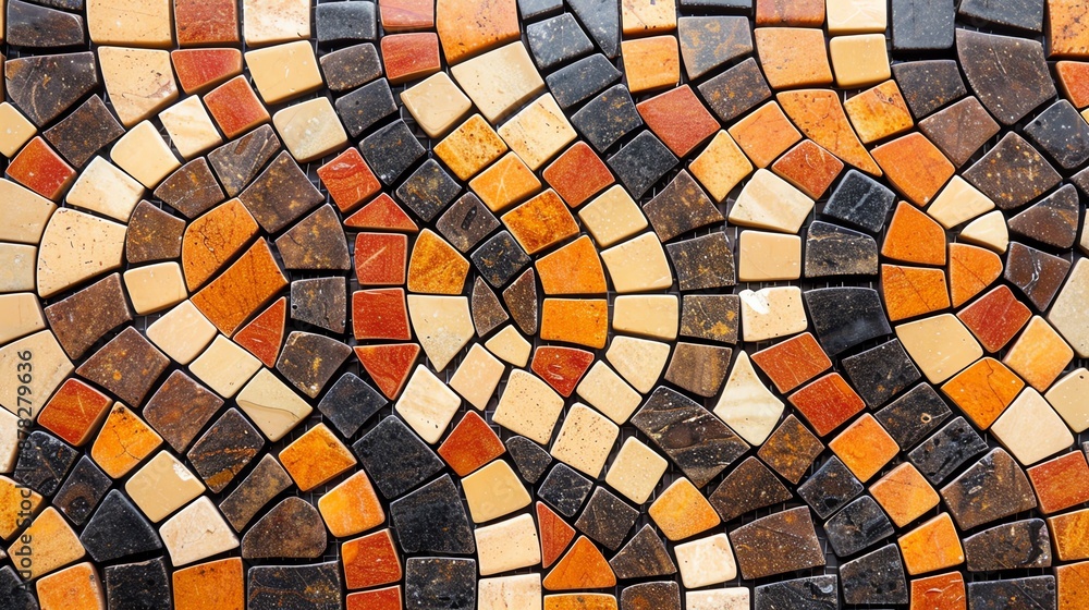Poster creative mosaic with intricate lines on a textured background, deep depth of field, focus cover all 