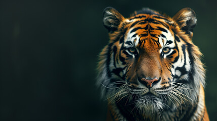 Fototapeta premium portrait of a bengal tiger on black background