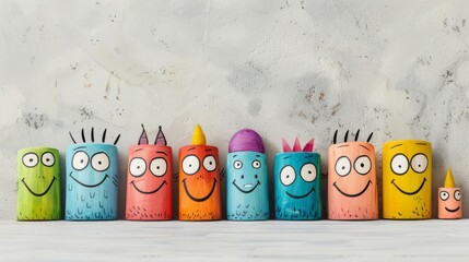 Colorful, quirky doodles with goofy expressions, funny background, artistic humor