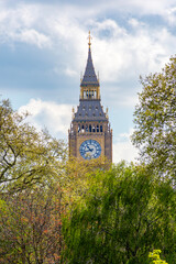 Big Ben (Elizabeth) tower in spring, London, UK