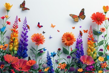 Fototapeta premium A colorful field of rainbow flowers