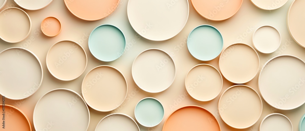Poster elegant seamless layout of overlapping circles, detailed focus, deep depth of field, no blur.