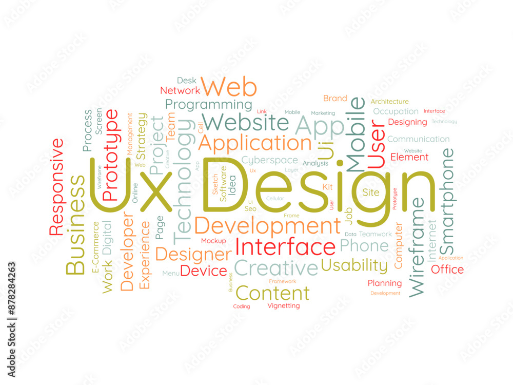 Wall mural ux design wordcloud template. web business concept vector background.