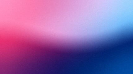 Ziarniste gradientowe tło w kolorach niebieski różowy fioletowy, szum tekstura na tapecie. Szablon baneru lub plakatu w stylu graficznym retro. Światła ledowe holo bokeh na projekcie okładki © Grainy background