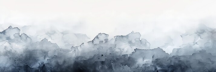 Abstract Watercolor Landscape in Shades of Blue