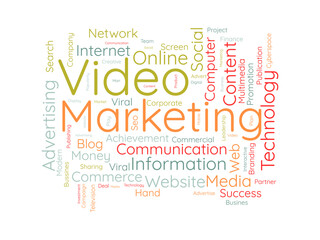 Video Marketing wordcloud template. Business concept vector background.