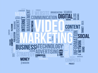 Video Marketing wordcloud template. Business concept vector background.