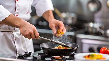Chef Cooking in a Restaurant Kitchen