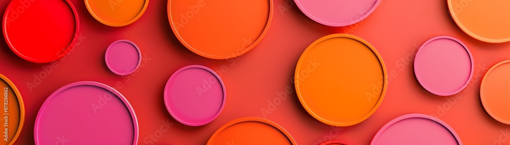 Poster seamless arrangement of circles on a gradient background, focus cover all object, deep depth of fiel