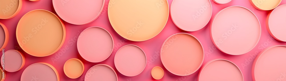 Poster seamless arrangement of circles on a gradient background, focus cover all object, deep depth of fiel