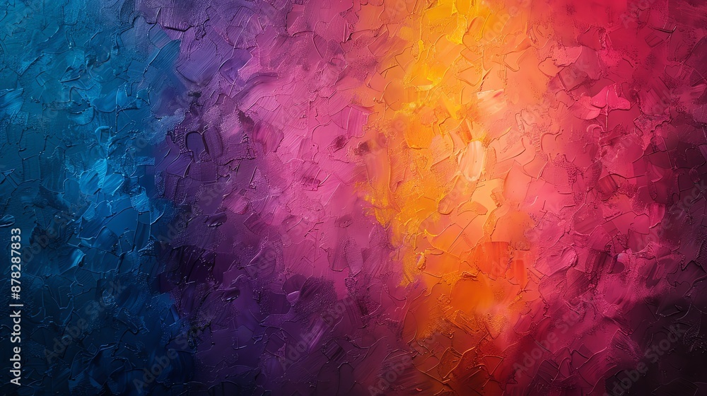 Poster symmetrical multicolor expressionism on a textured background, focus cover all object, deep depth of