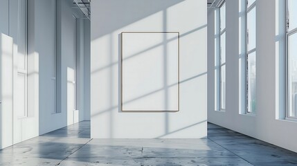 Fototapeta premium A simple white poster in a stylish, minimalist room