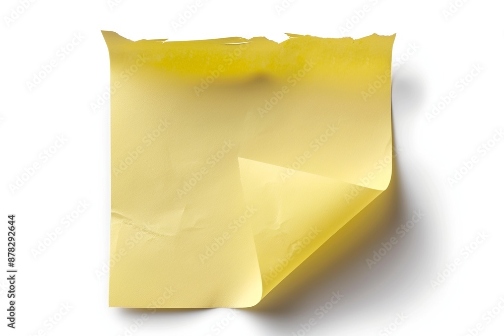 Poster view a stack of yellow sticky notes from a top-down perspective, featuring subtle reflections and tr