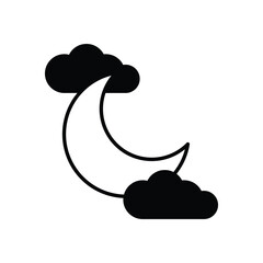 Crescent Moon with Clouds vector icon