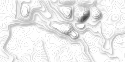 Fototapeta premium White wave line geography landscape Topo counter map on white background. Geographic mountain relief diagram line wave carve pattern. Topographic world map contour lines map texture.