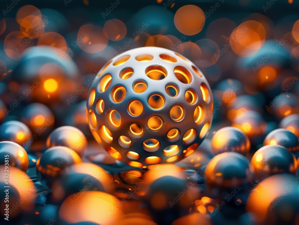 Fototapete abstract 3d sphere with soft glow and creative illumination, shape development with a soft glow, sha