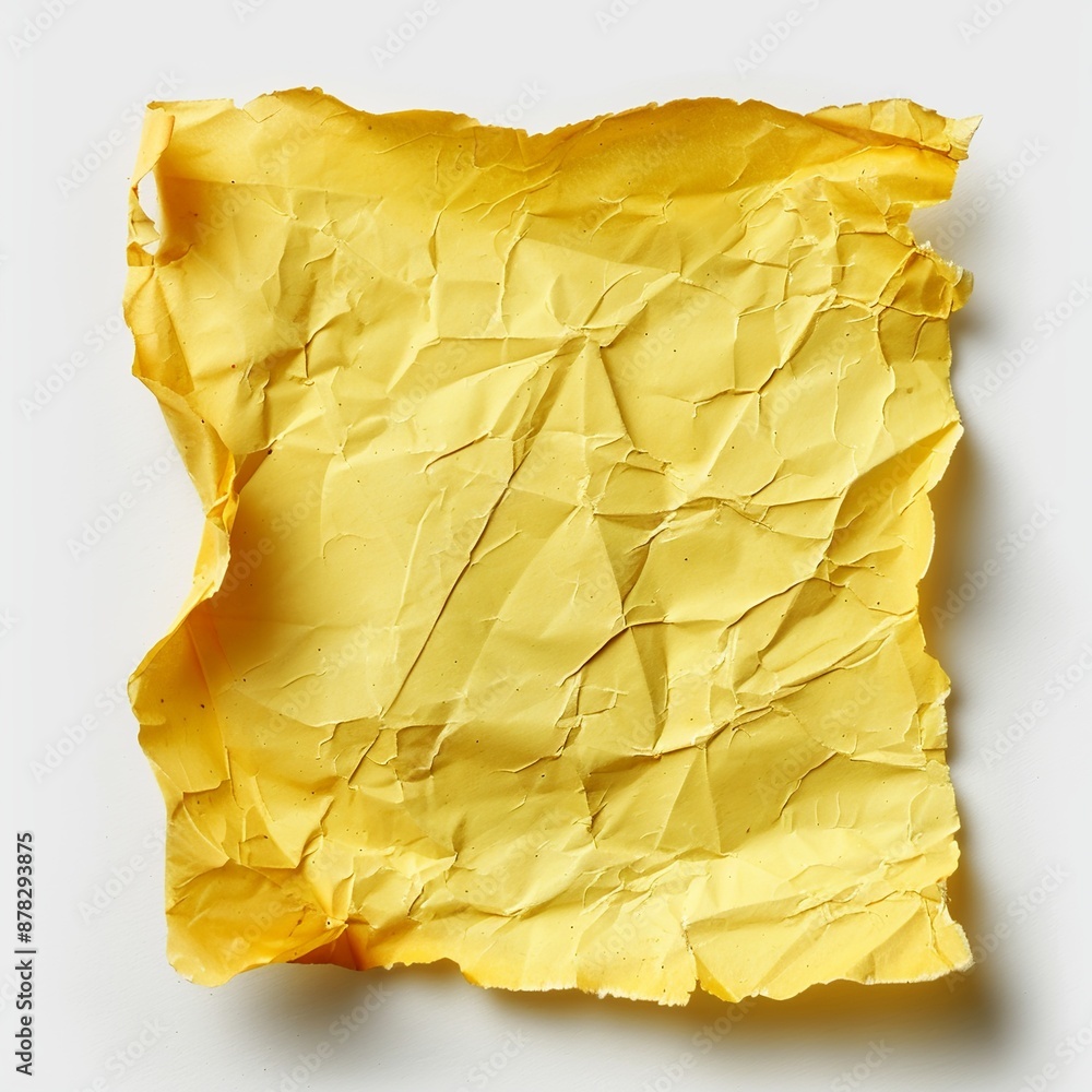 Poster view a stack of yellow sticky notes from a top-down perspective, featuring subtle reflections and tr