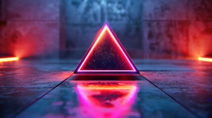 Abstract Glowing Triangle Shape in Development Stage, Creative Brilliance, Futuristic Design, Neon Lights, Geometric Art, Modern Minimalism, 3D Render, Shape Glow Developing, Digital Art, Abstract