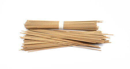 Soba noodles isolated. Soba raw noodles bunch isolated on white
