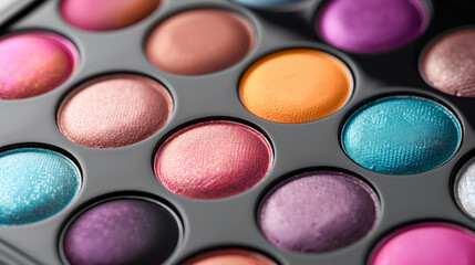 A vibrant palette of colorful eyeshadows, perfect for makeup enthusiasts and professionals. Each shade offers excellent pigmentation and blendability.