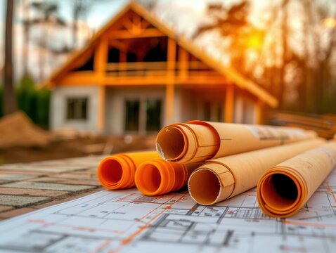 Architectural Blueprint Outline of Planner Constructing Project Plan, Construction, Design, Home Building, Real Estate, Development, Engineering, Architecture, Project Management, Blueprint, Plan