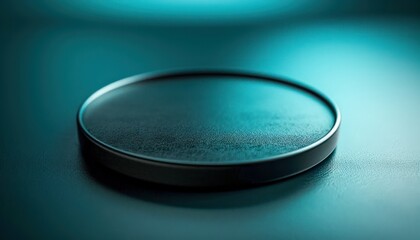 Dark Polished Surface with a Refined Design, Elegant Black Circle Platform for Product Display or Presentation, Minimalist and Sleek Surface Texture, Coated Dark Surface with a Polished Finish