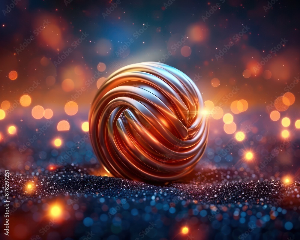 Aufkleber luminous shape development with glowing finish abstract 3d sphere render, digital art, shape glow de