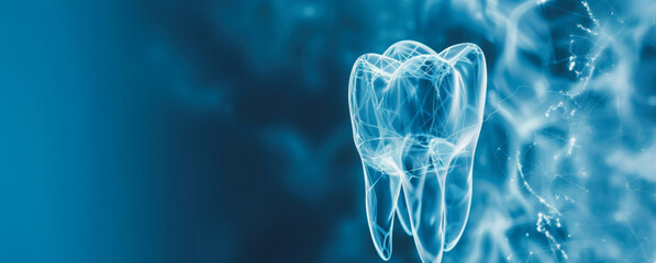 Abstract blue wireframe 3d tooth model