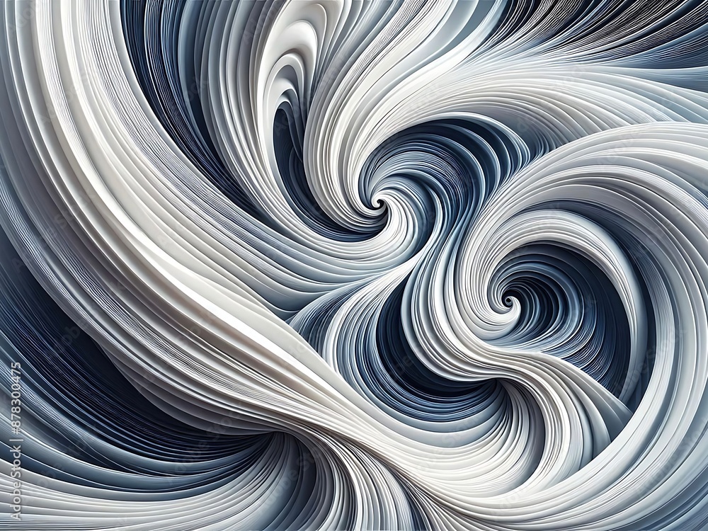 Poster : abstract swirling pattern in blue and white, a mesmerizing abstract pattern formed by swirling lay