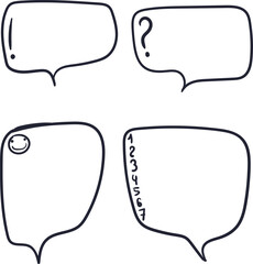 Four dialog boxes for comics. Inside these clouds are symbols and signs.