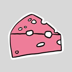 hand drawn cheese sticker clipart illustration