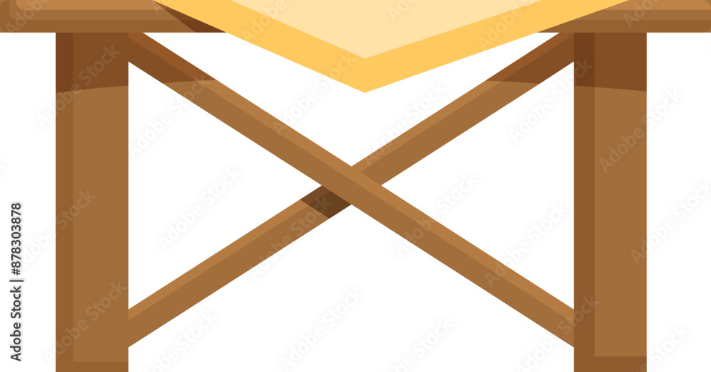 Poster simple wooden table with tablecloth, perfect for displaying objects or serving a meal