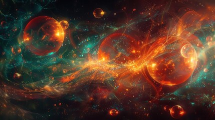 Fototapeta premium Abstract digital design, resembling an orb floating in space, a futuristic artistic vision, giving off a dreamy and sensual feel.
