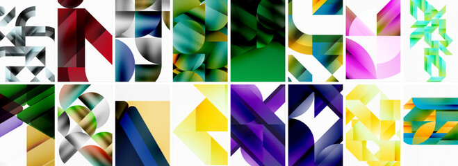Obraz premium Triangles and circles abstract shapes templates set