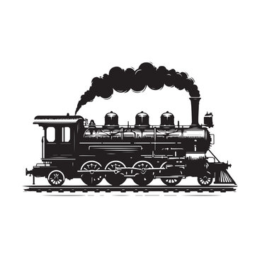 recommend clip art: Vintage steam locomotive ancient train, transport illustration Vector 