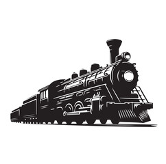 Vintage steam locomotive ancient train, transport illustration Vector 