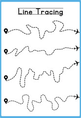 Hand drawn tracing line practice for kids 
