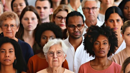 Diverse Group of People Looking at Camera with Serious Expressions