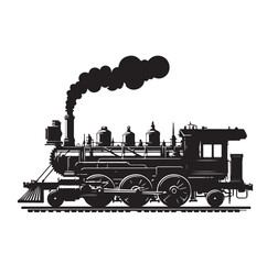 Vintage steam locomotive ancient train, transport illustration Vector 