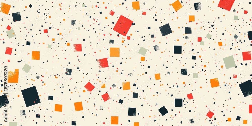 Leinwandbilder abstract geometric pattern featuring colorful squares of varying sizes, creating a dynamic and playf