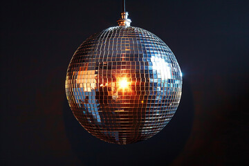Obraz premium Glittering Disco Ball on Black Background