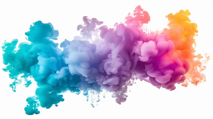 Fototapeta premium abstract background, A colorful smoke explosion isolated on white background, watercolor paint splashes